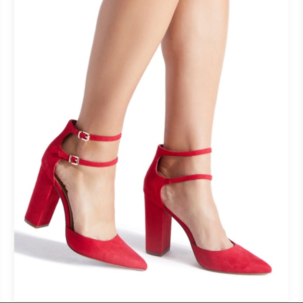 Red Strappy Pumps